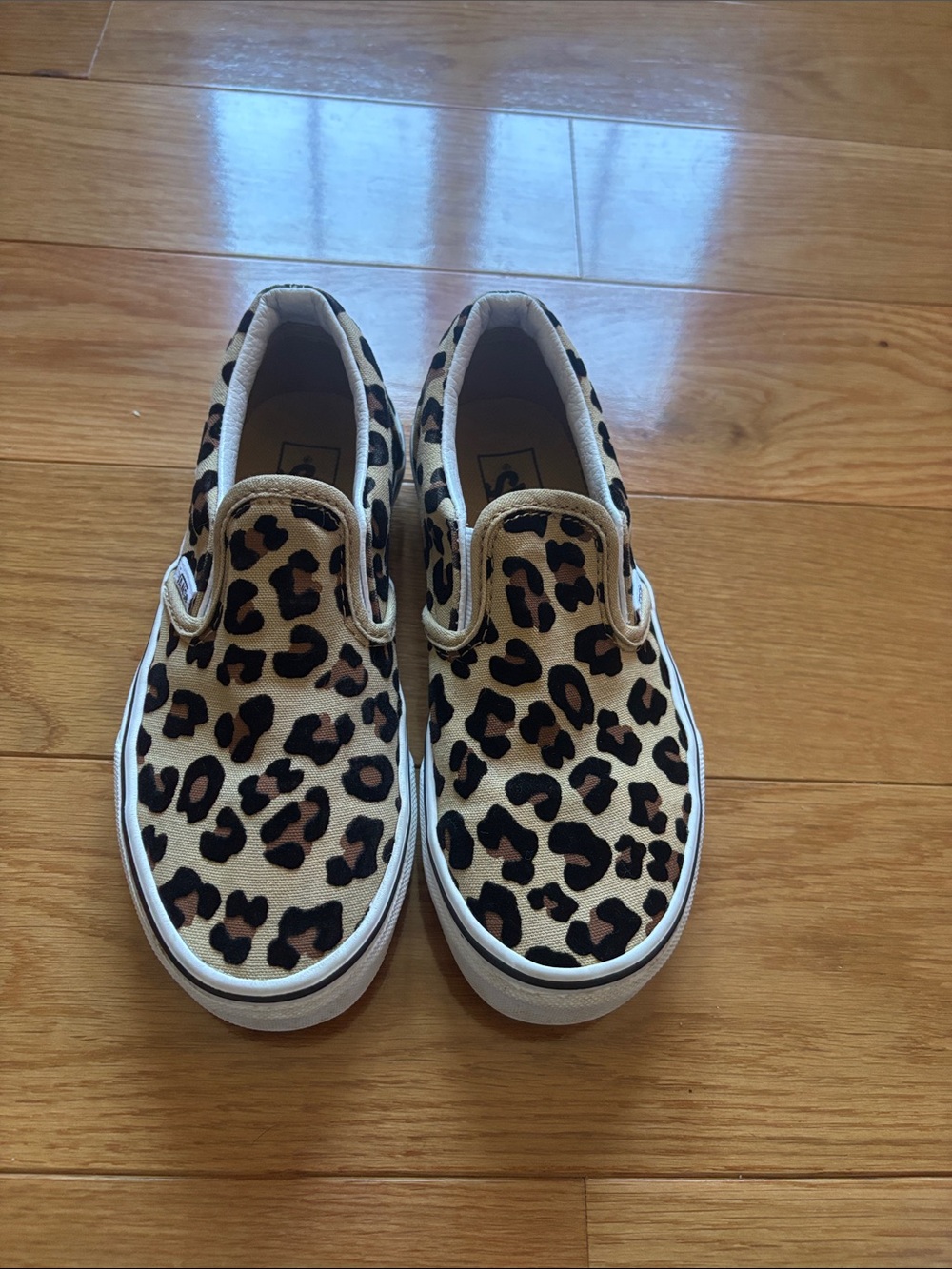 Kids Leopard Print Slip-On Canvas Shoes - Tan/Black